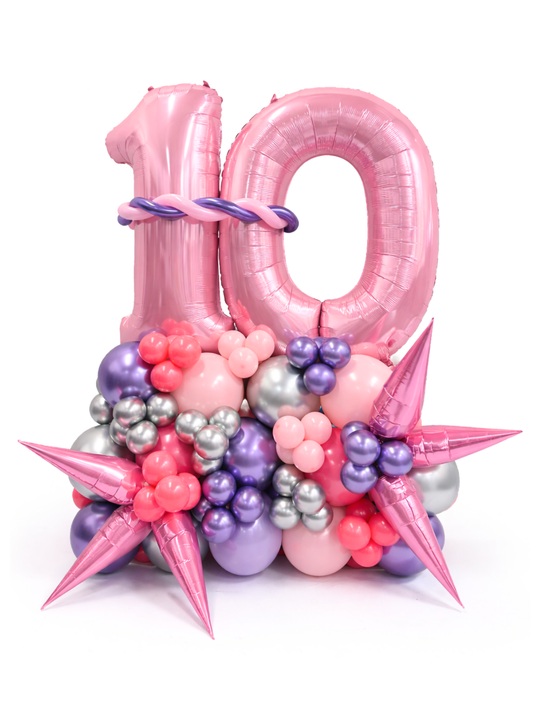 Two Number on Air-filled balloon stand (optional custom message)