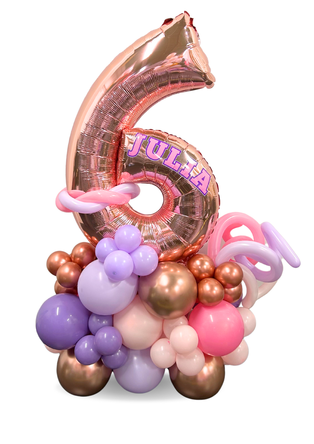 Happy Birthday balloon stand with Custom Number and Helium balloon bouquet