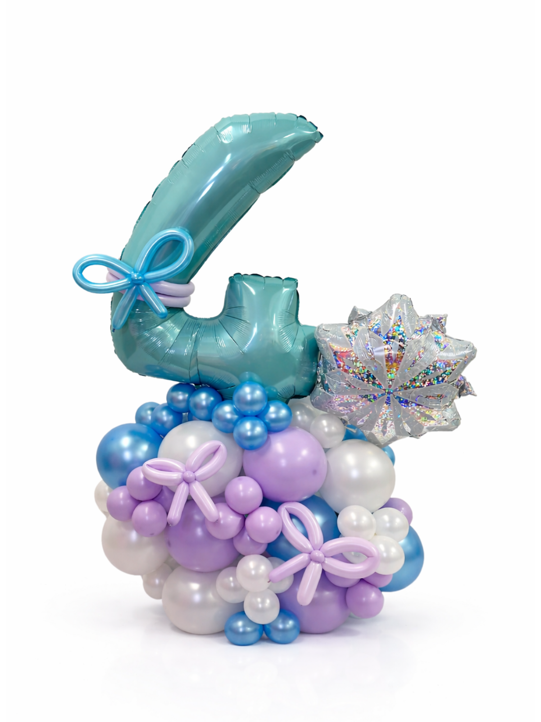 Air-Filled Number Balloon Stand with Snowflake Accent