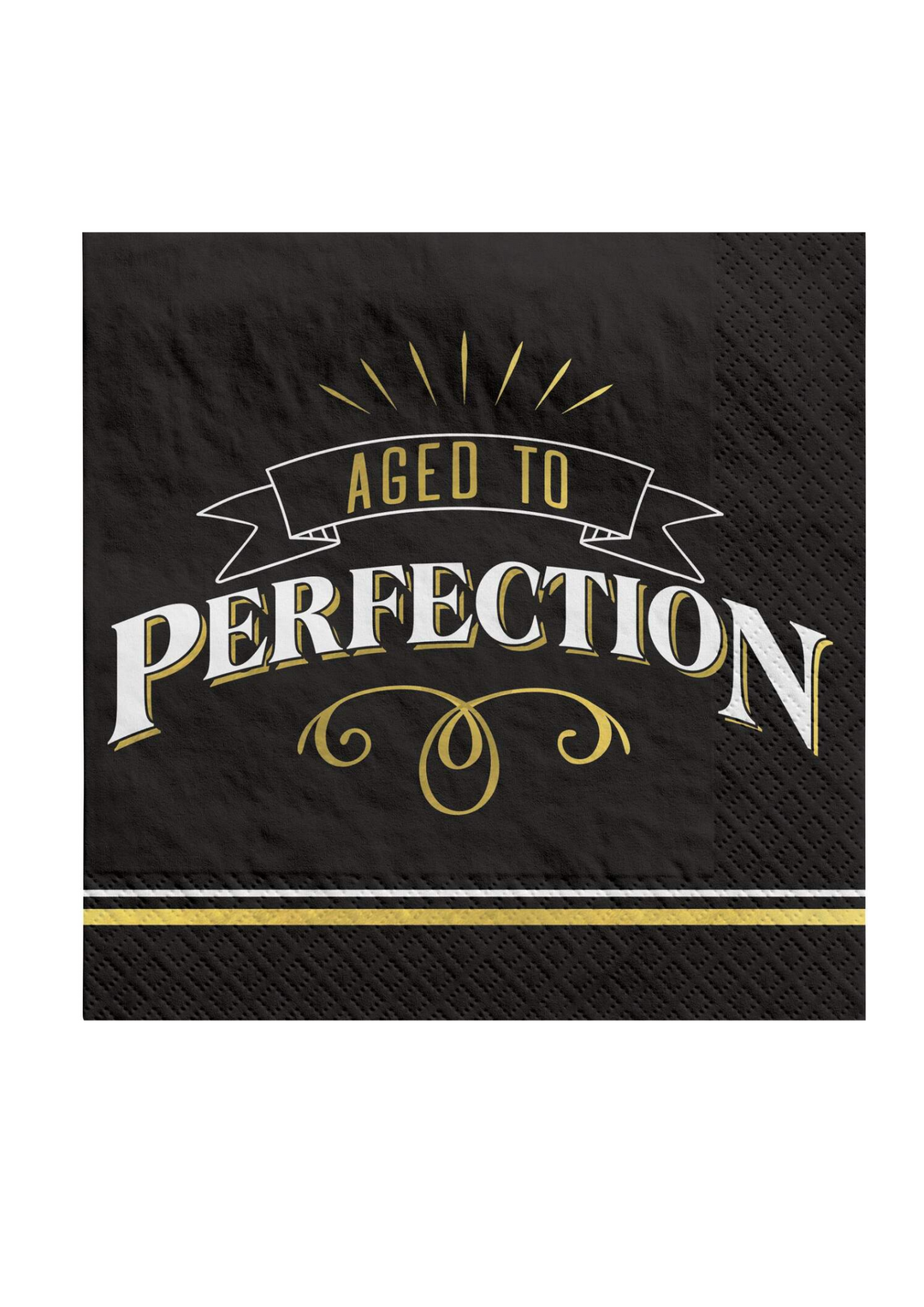 Aged to perfection Black and Gold Happy Birthday Napkins 16ct