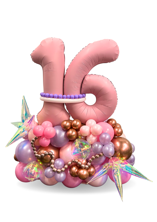 Two Number on Air-filled balloon stand (optional custom message)