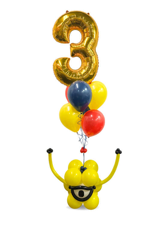 Custom Minion Balloon and bubble weight bouquet (optional stickers)