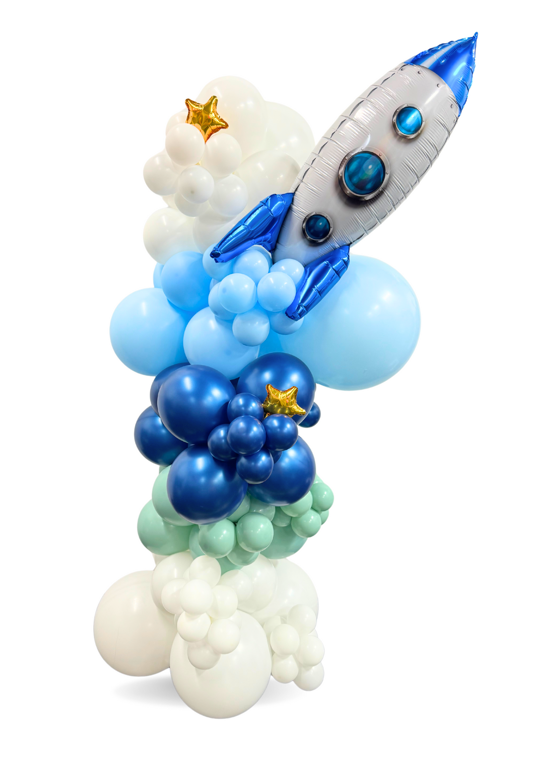 rocket theme balloon freestanding garland with star accents 5ft