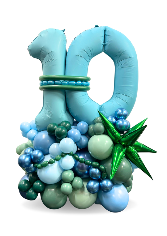 Two Number on Air-filled balloon stand (optional custom message)