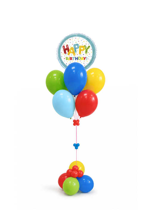 Small foil happy birthday balloon bouquet