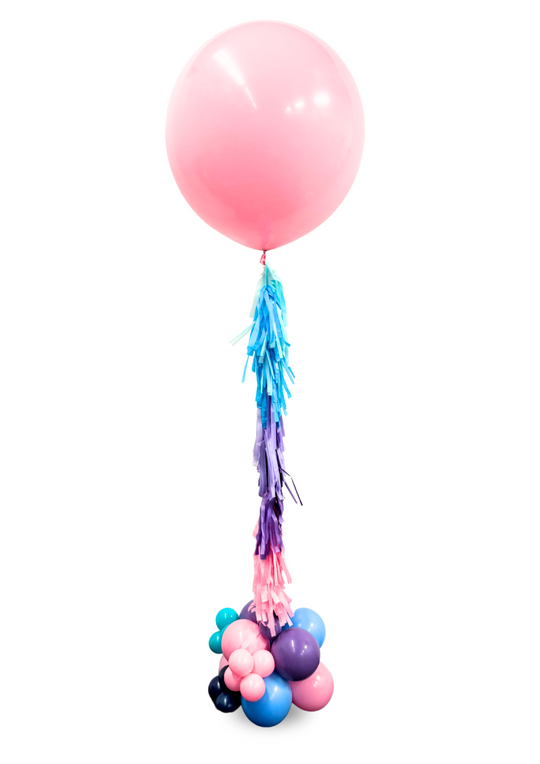 36" balloon with hand made tassle tail