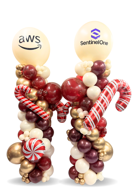 Custom branded Candy Cane Holiday Balloon Column (qty 1)
