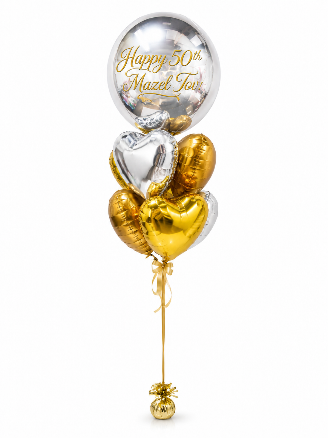 Jumbo custom message orbz bouquet with hearts (all foil)