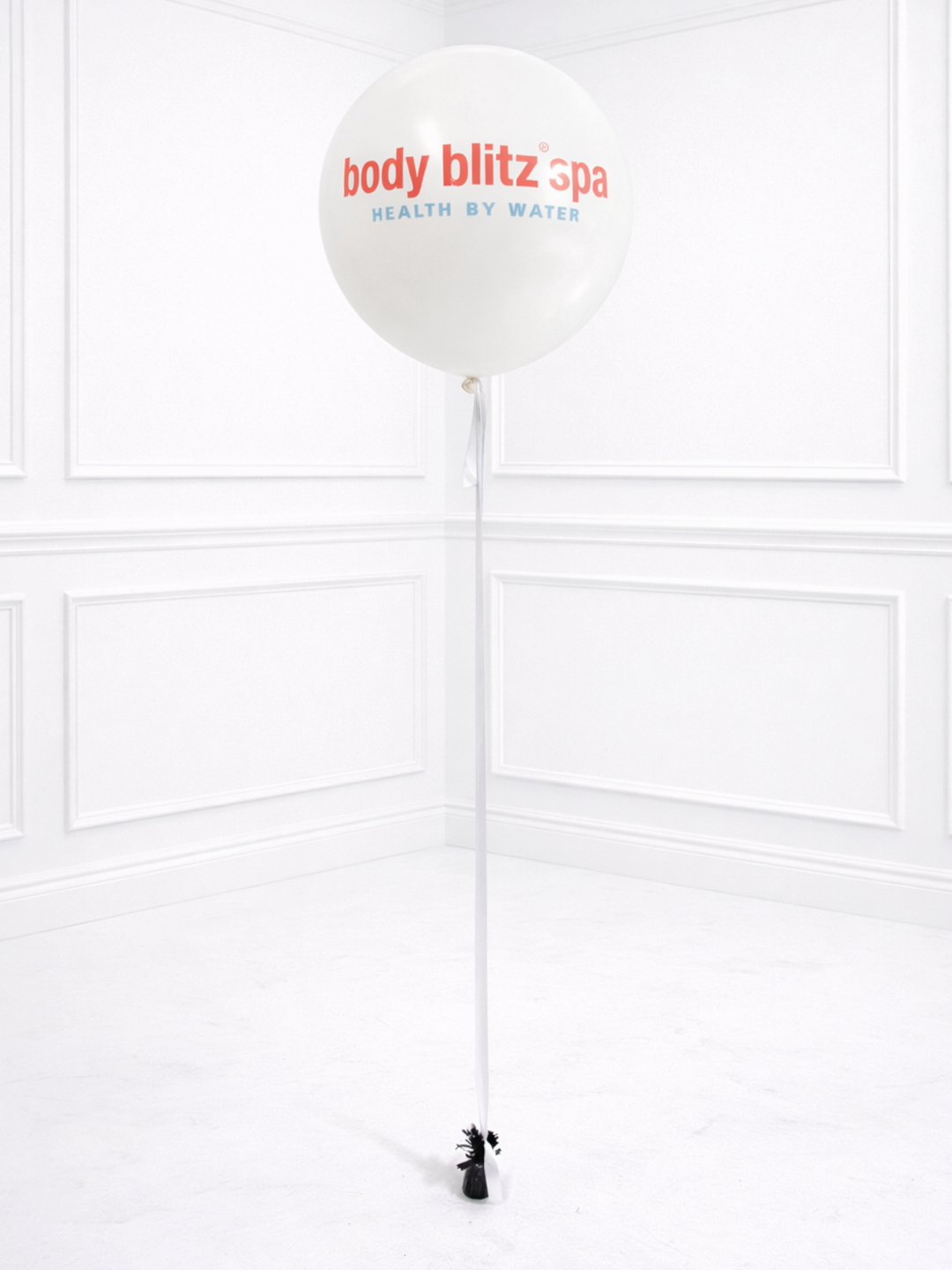 Custom 36" balloon with logo/message and 1 inch Satin ribbon