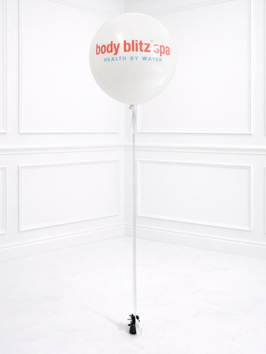 Custom 36" balloon with logo/message and 1 inch Satin ribbon
