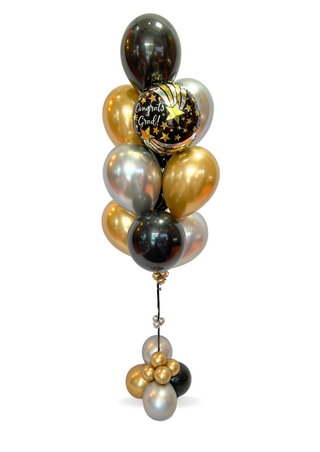 Black and Gold Graduation balloon bouquet