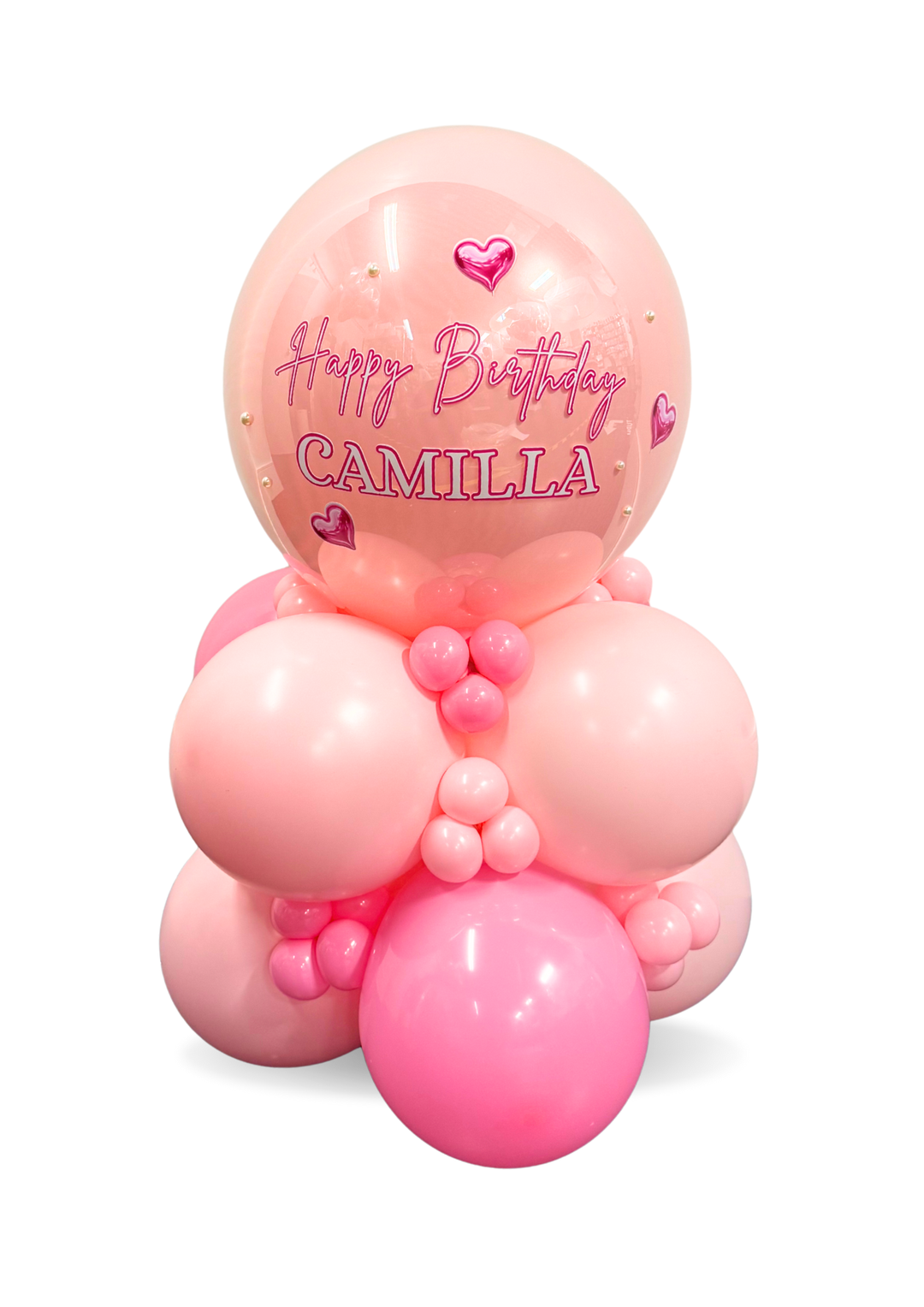 Custom table centrepiece 17" with clear bobo over latex balloon
