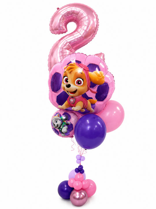 Skye Paw Patrol Birthday Balloon Bouquet with number