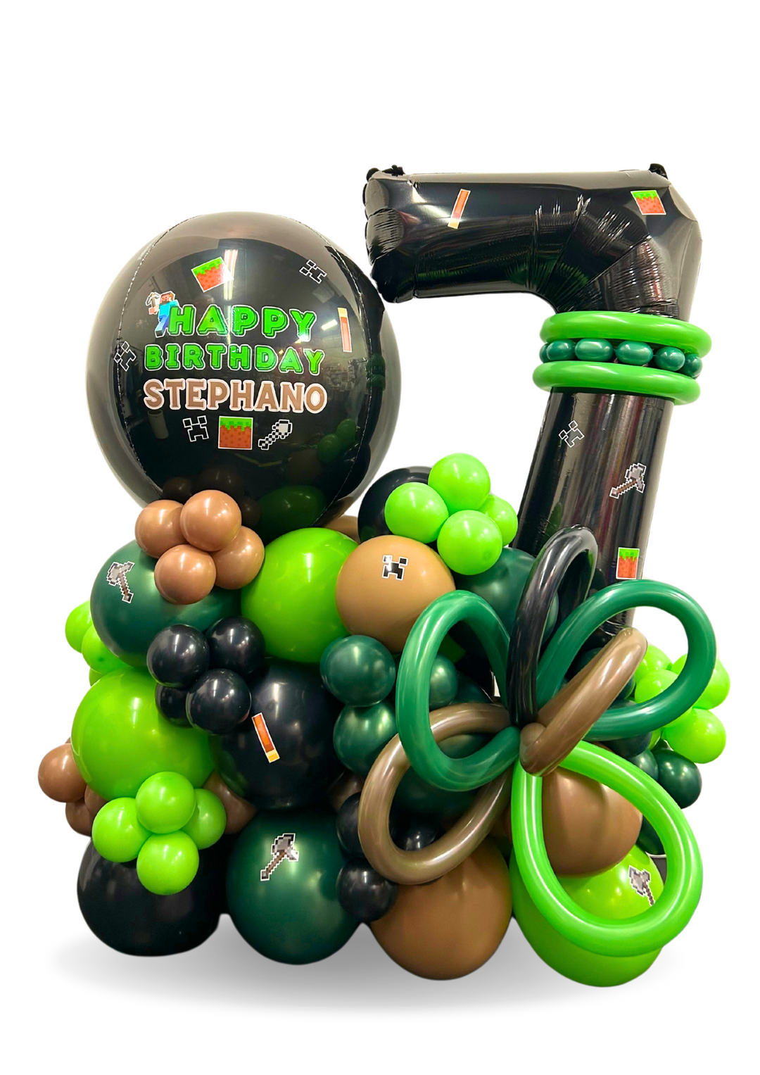 Custom Minecraft Balloon Birthday Cluster Stand