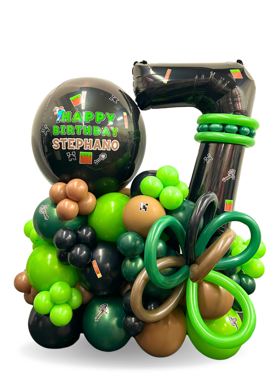 Custom Minecraft Balloon Birthday Cluster Stand