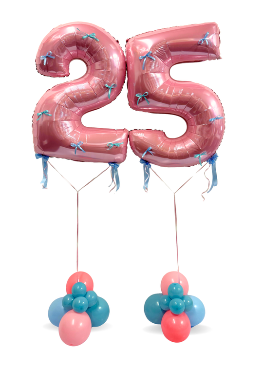 Numbers balloons with bow accents (QTY 1)