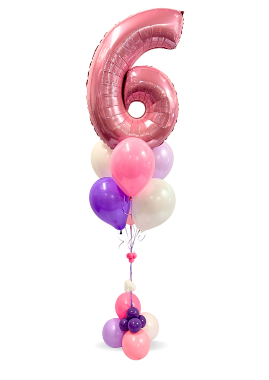 Number Balloon bouquet with bubble cluster (qty 1)