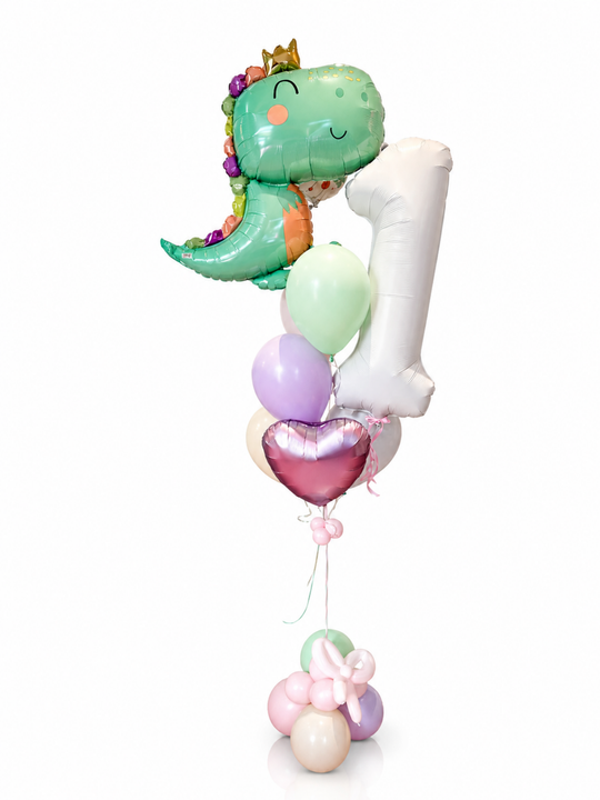 Baby saurus Dino Balloon Bouquet with number