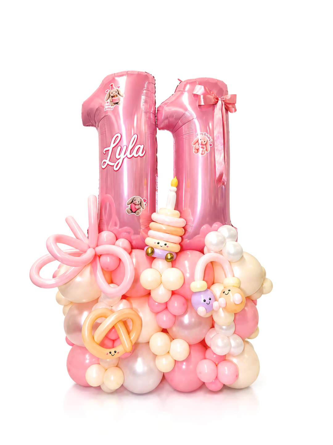 Jelly Cat Two Number balloon stand with custom message