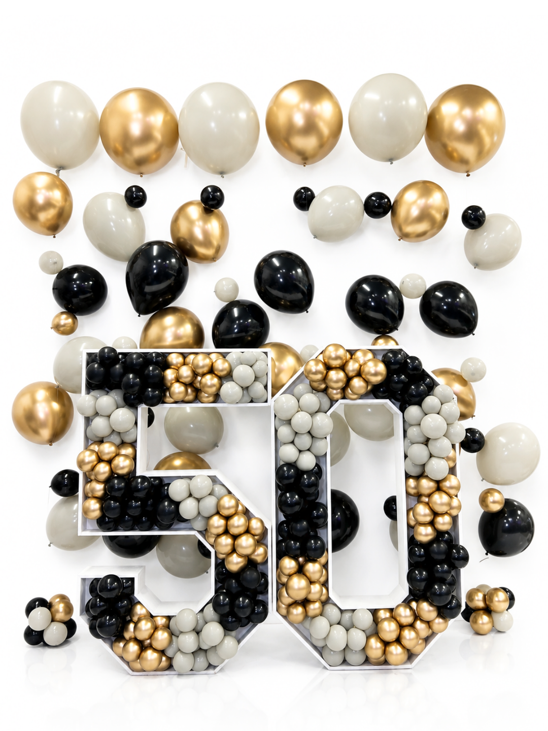 Two Number 4ft Mosaic Number filled with Balloons (72 hour rental) package with floating bouquets