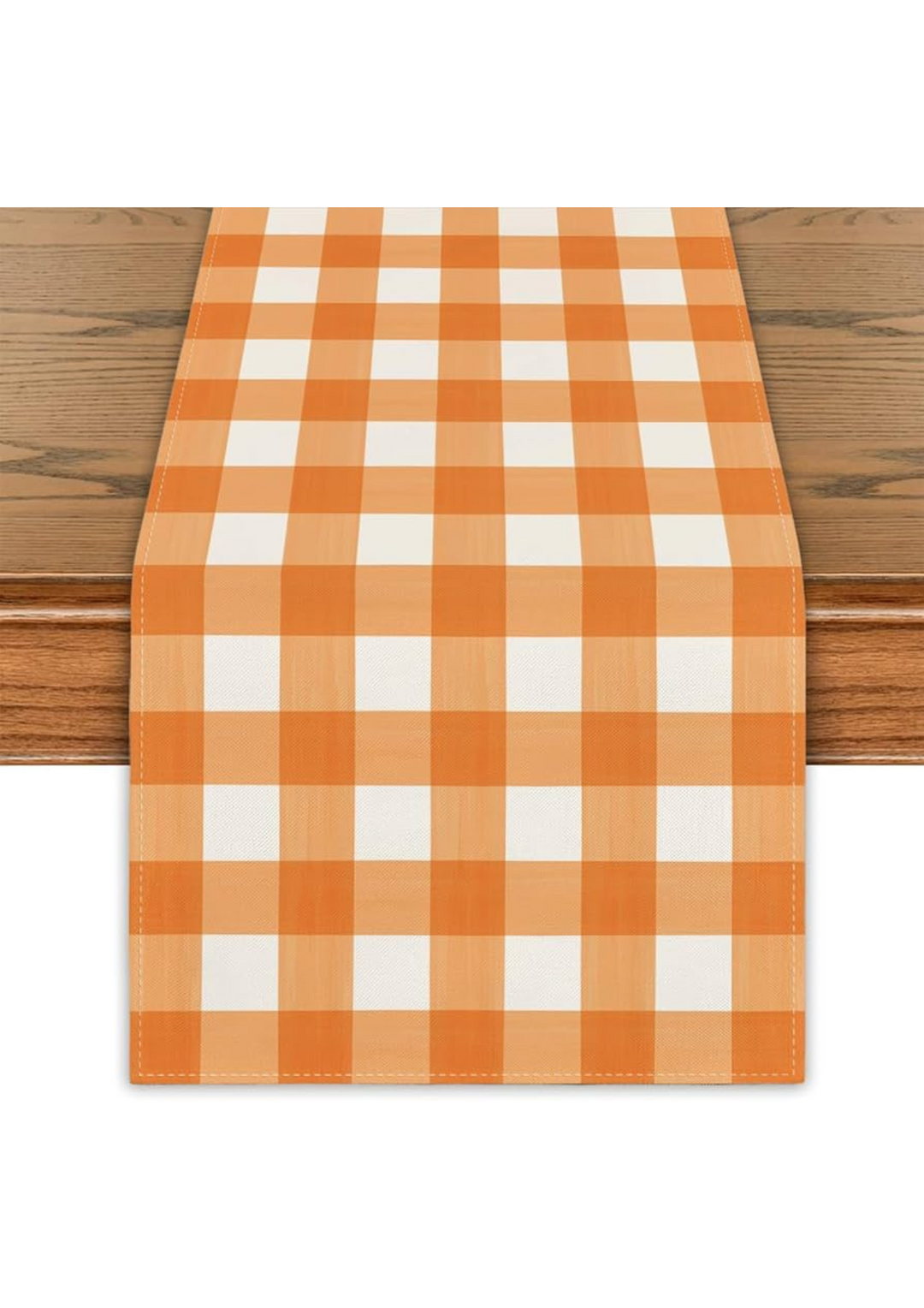 Orange Gingham Paper Table Runner 7 ft