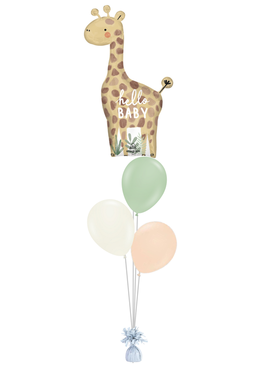 HELLO BABY GIRAFFE BALLOON BOUQUET