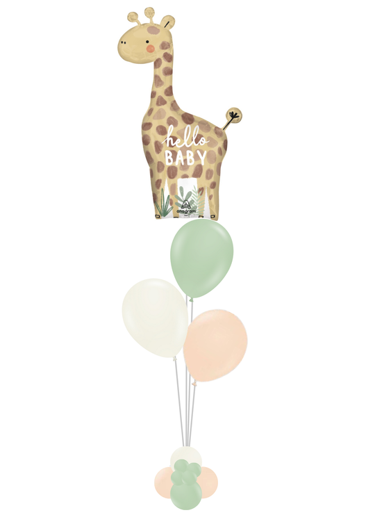 HELLO BABY GIRAFFE BALLOON BOUQUET