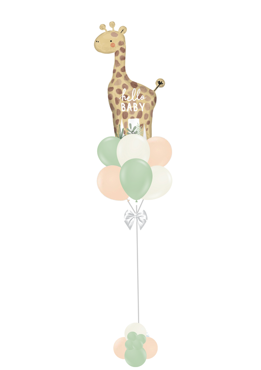 HELLO BABY GIRAFFE BALLOON BOUQUET