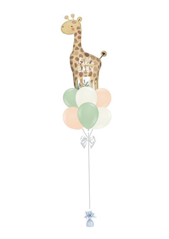 HELLO BABY GIRAFFE BALLOON BOUQUET