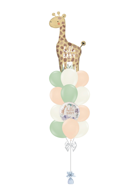 HELLO BABY GIRAFFE BALLOON BOUQUET