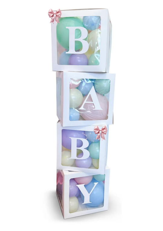 Baby Blocks with Mini Balloons + Mini Bow accents