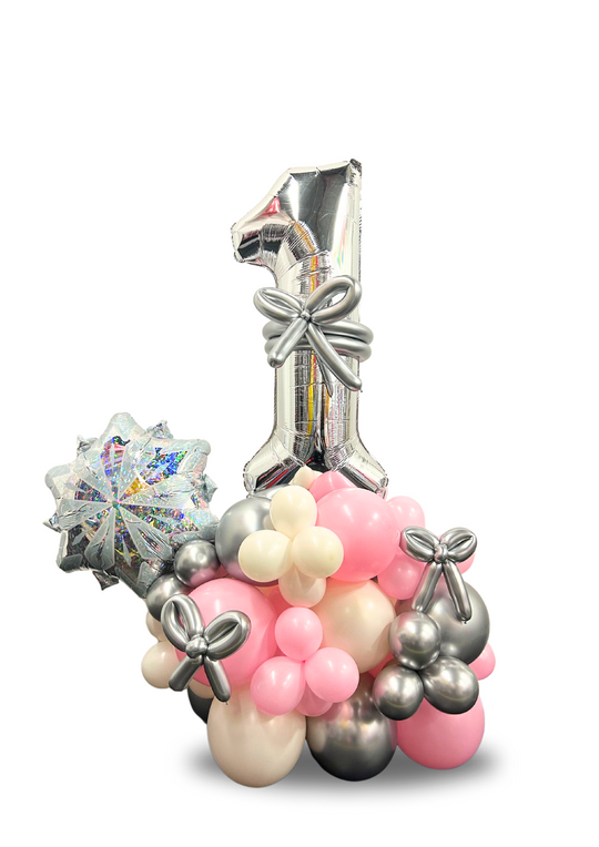 Air-Filled Number Balloon Stand with Snowflake Accent