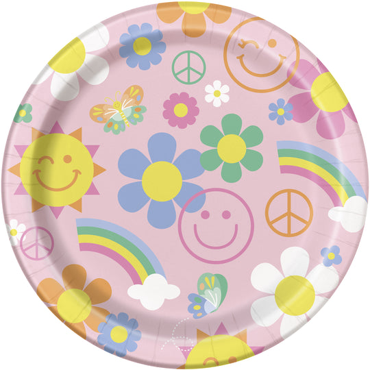 Groovy Birthday Round 9" Dinner Plates 8ct
