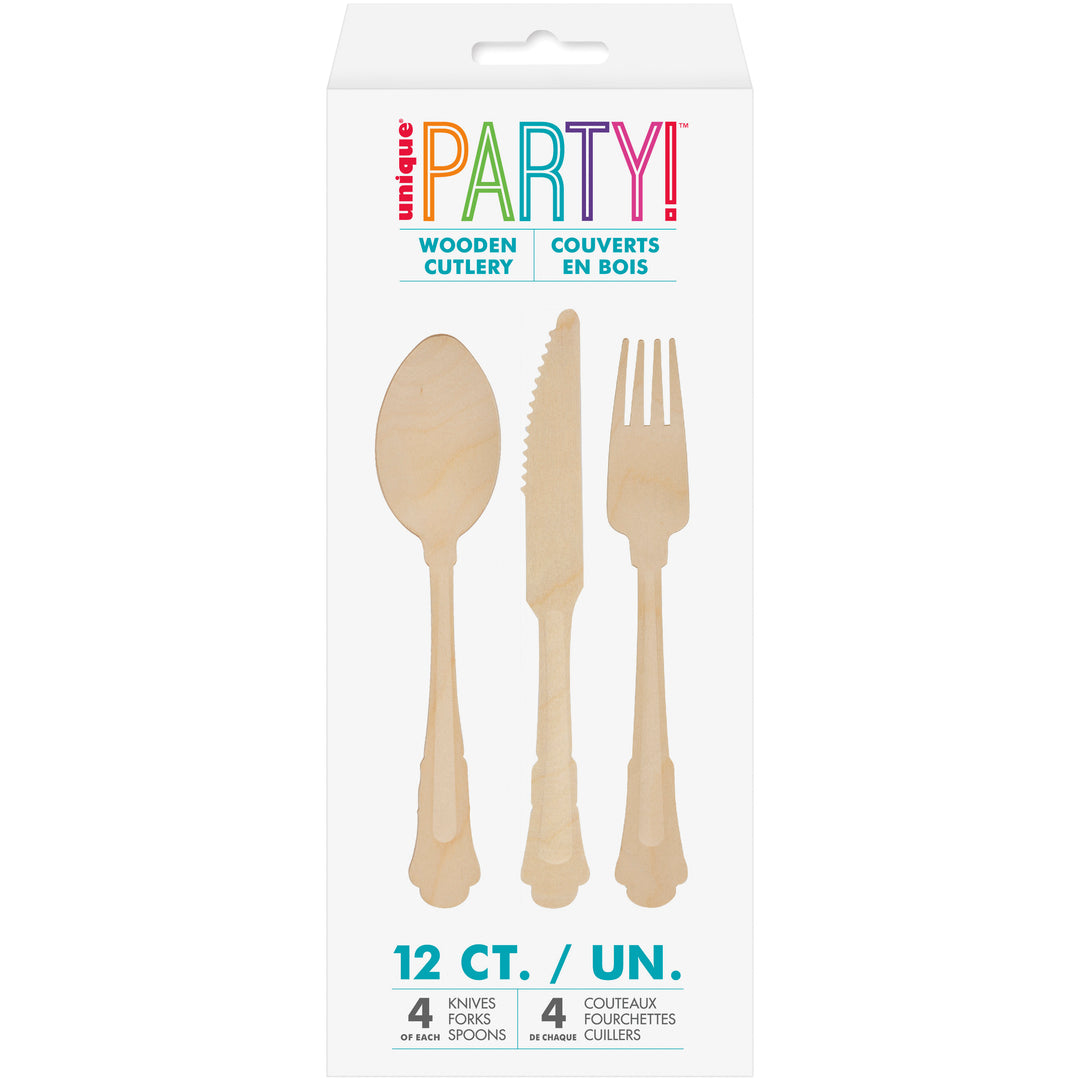 Assorted Shaped Wooden Cutlery 12pc