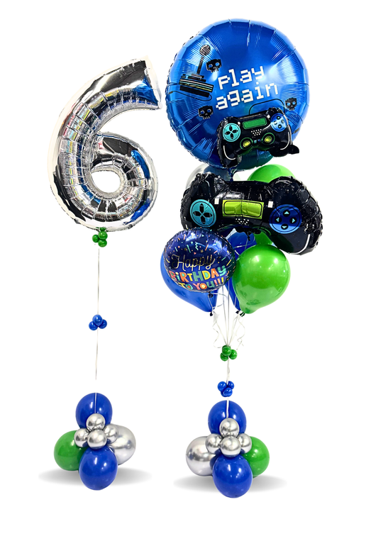 30 " Gamer Birthday Giant Foil Balloon with 3D Game Controller Number Birthday Package