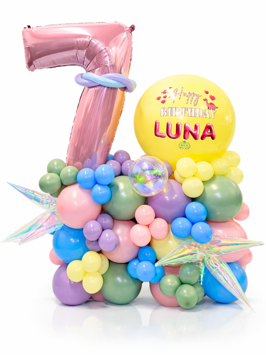 34" Number balloon stand with custom message