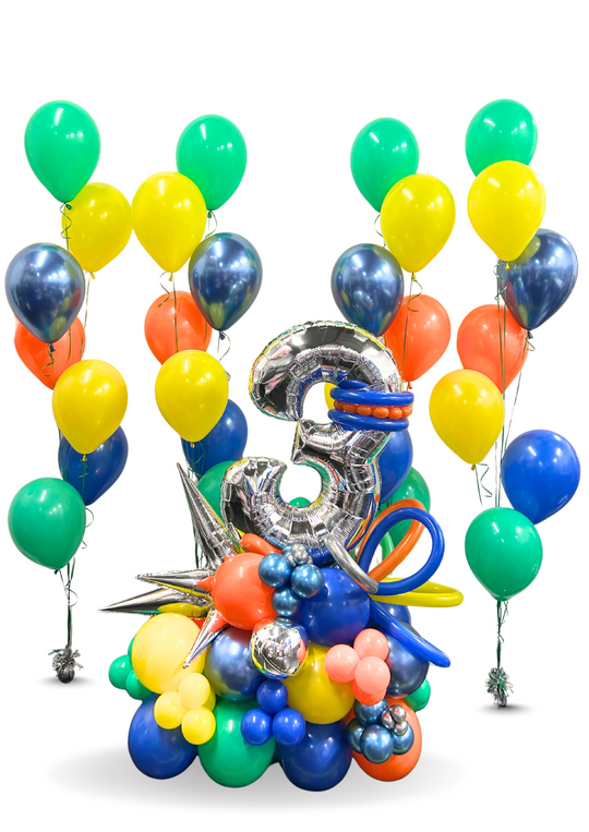 34" Number on Air-filled balloon stand SUPER PACKAGE