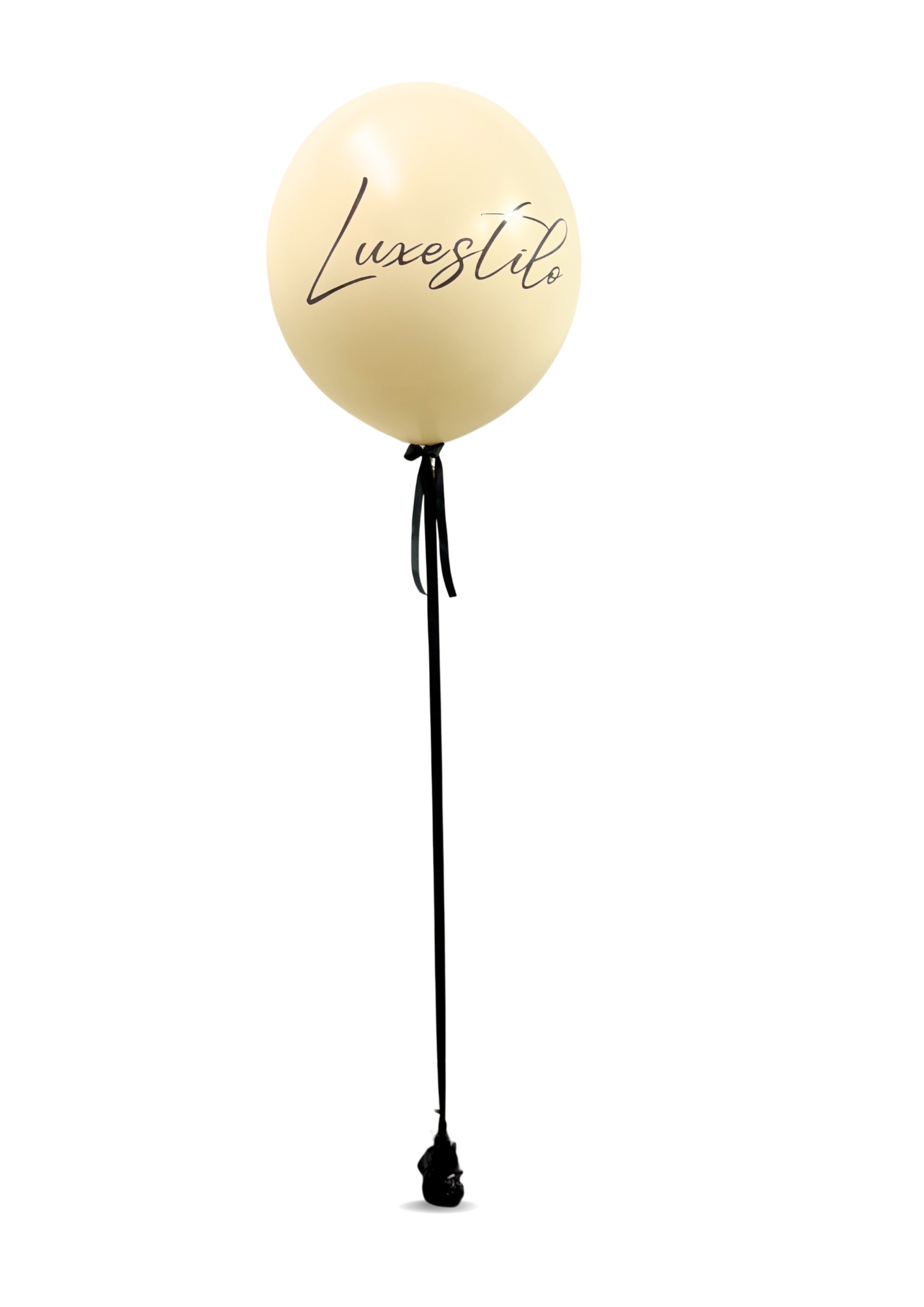 Custom 36" balloon with logo/message and 1 inch lace ribbon