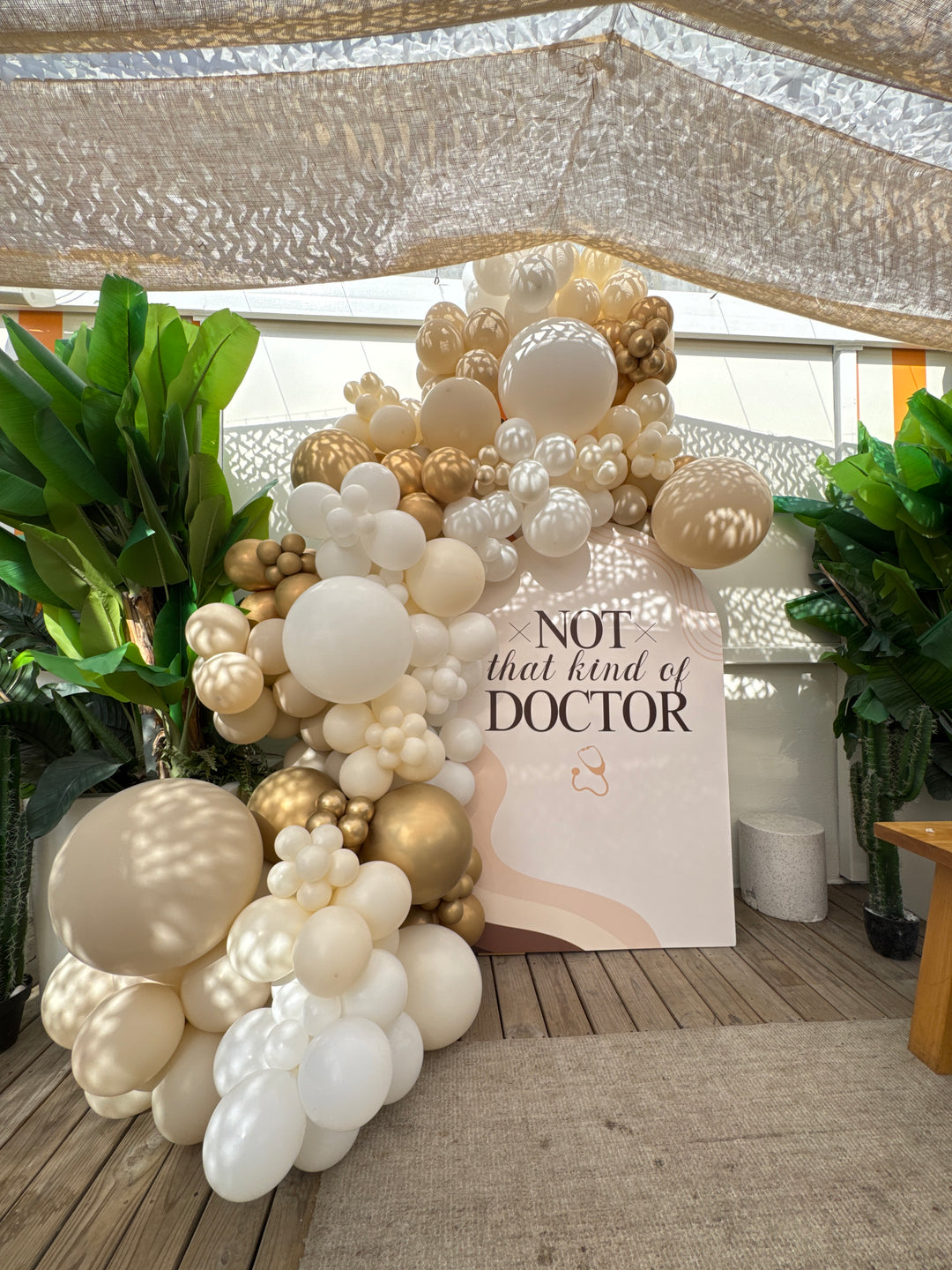 Custom wall backdrop with garland
