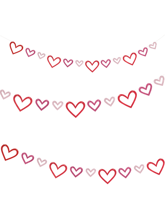 Glitter Cutout Heart Banner 8ft (qty 1)