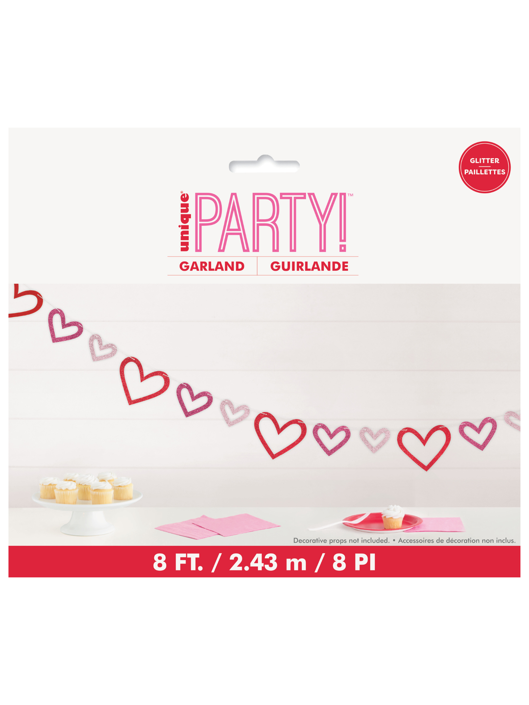 Glitter Cutout Heart Banner 8ft (qty 1)