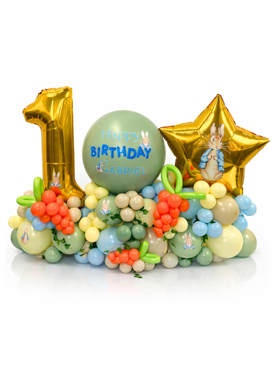 Peter rabbit custom birthday balloon stand