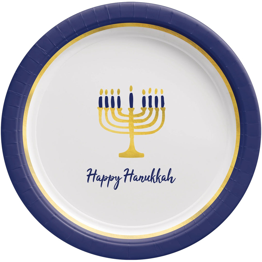 Happy Hanukkah 10" Round Paper Plates
