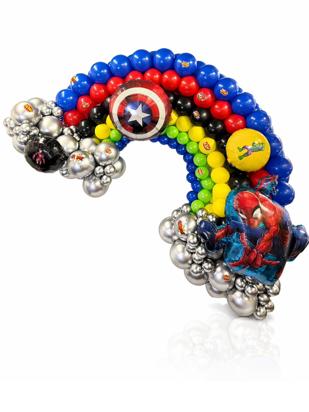 7ft_Super_Hero_balloon_Rainbow_Spiderman_Captain_America_Hulk_and_ironman