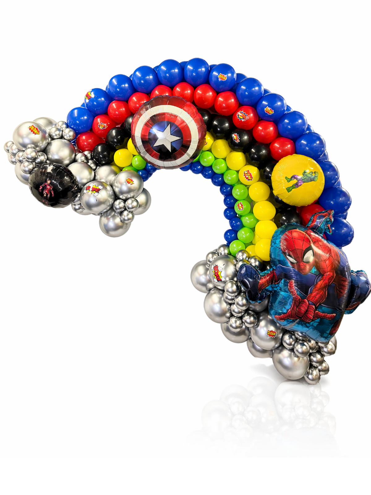 7ft_Super_Hero_balloon_Rainbow_Spiderman_Captain_America_Hulk_and_ironman