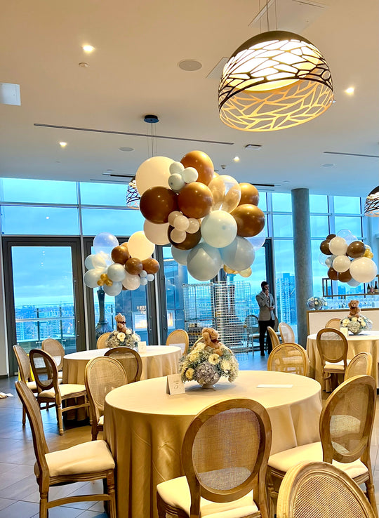 BABY Shower Balloon Install with LED Marquees and Backdrop Walls
