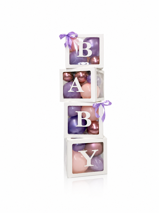 Baby Blocks with Mini Balloons + Mini Bow accents