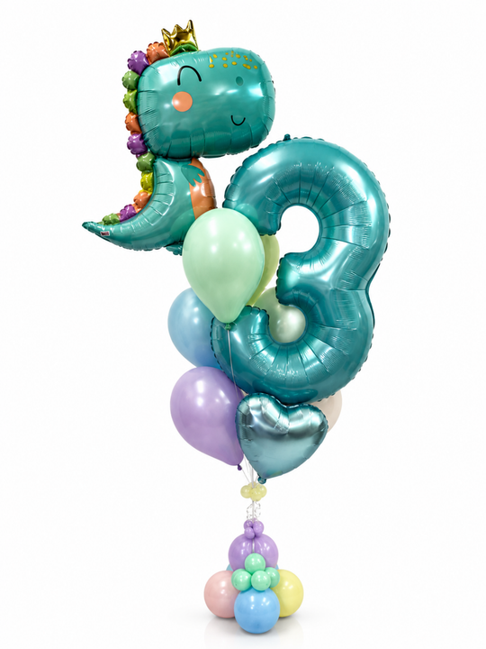 Baby saurus Dino Balloon Bouquet with number