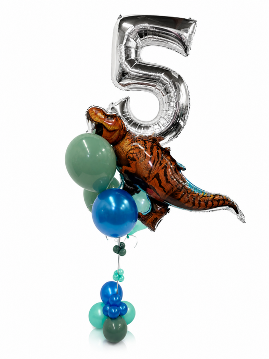 Balloon_bouquet_with_bubble_cluster_weight_and_dinosaur_T_Rex