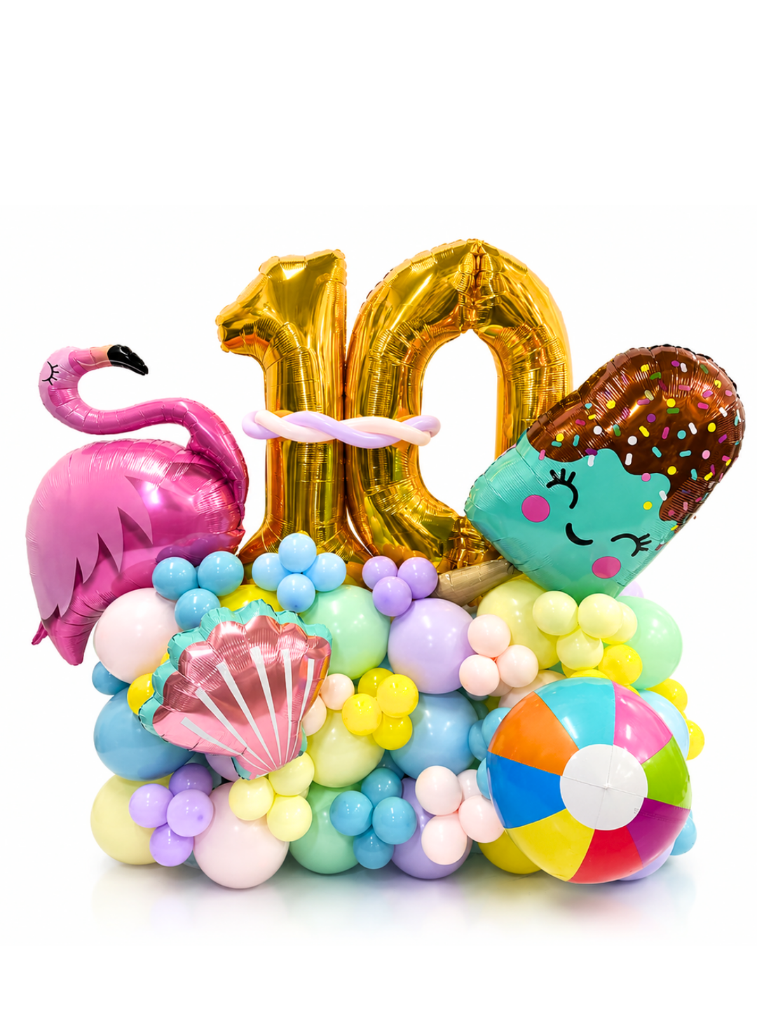 Beach Theme Two Number flamingo and popsicle balloon stand